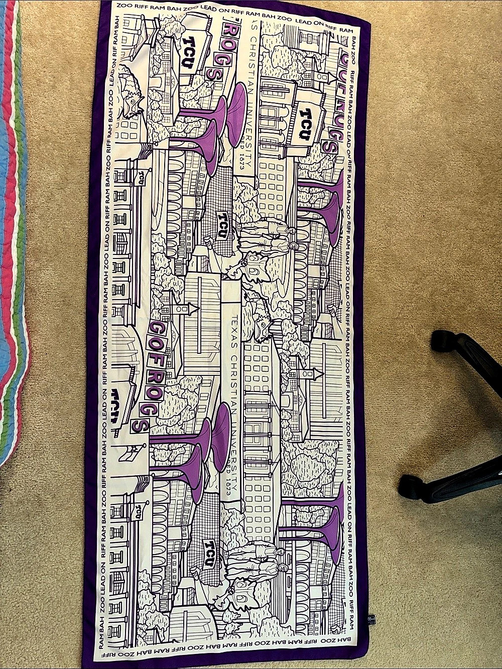Riff Ram Bah Zoo Texas Christian University Scarf Purple & White